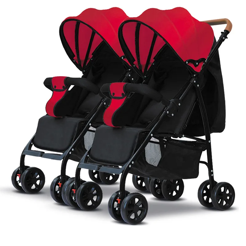 Double Stroller Lightweight Side Side StrollerTwo Large Seats with Individual Recline Easy Fold Can Sit or Lie Down Detachable