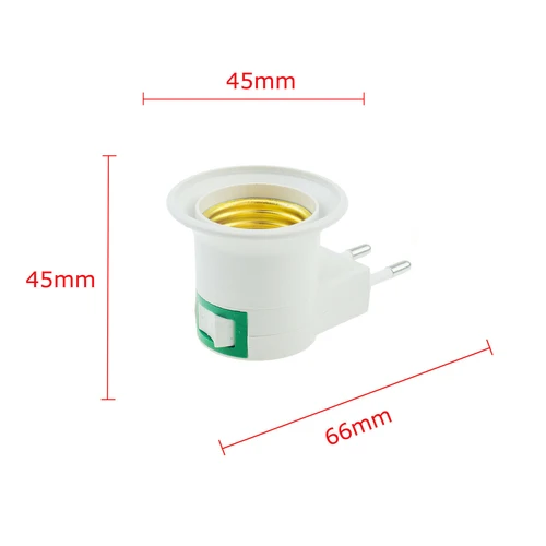 LED 조명 램프 전구 소켓 베이스 홀더, 유럽/미국 플러그 어댑터, ON/OFF 스위치, 흰색, E27 2