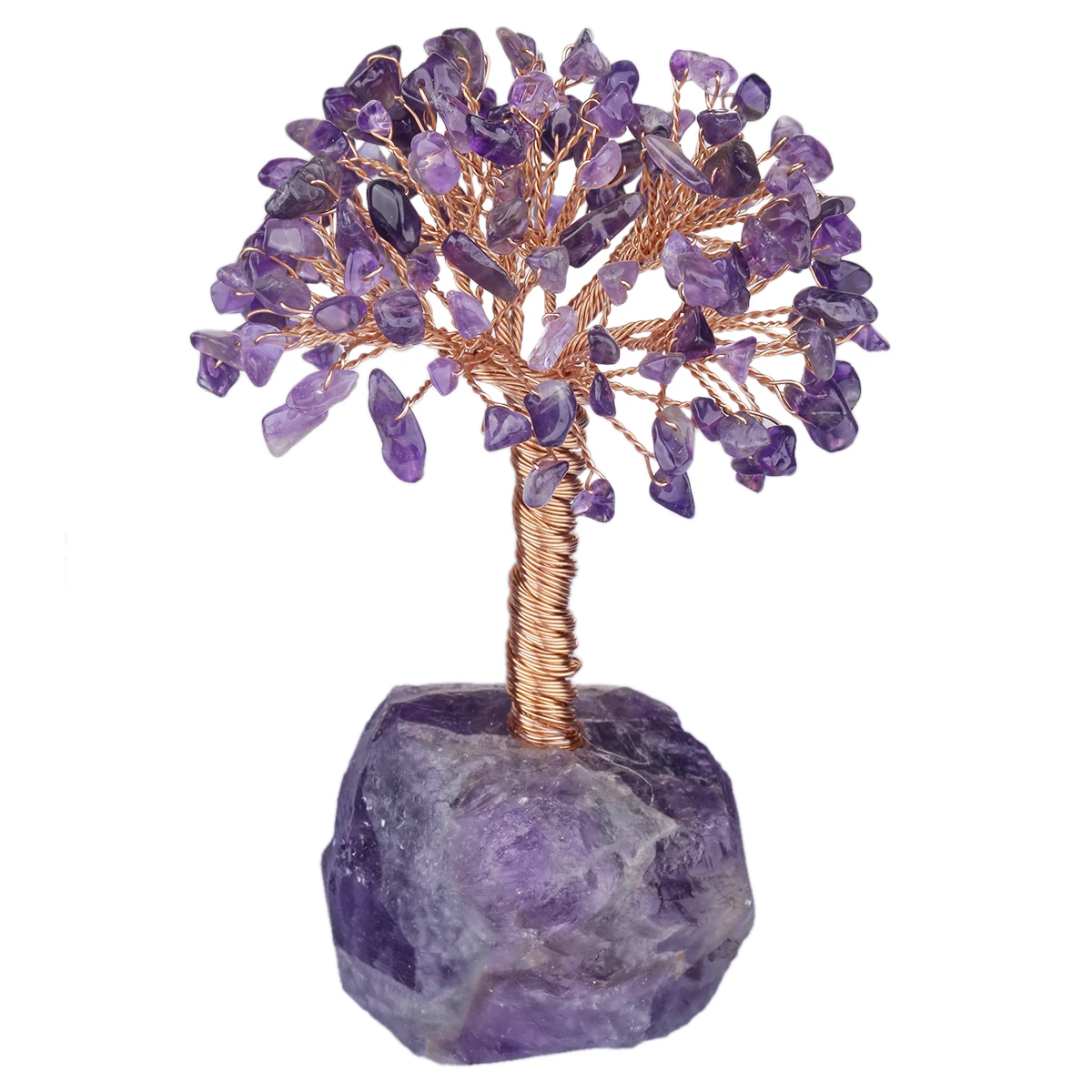 Natural Amethyst Crystal Tree With Rough Stone Base Healing Gemstone Chips Bonsai Money Tree Decoration For Wealth and Luck natural amethyst rough crystal stone drawer knobs cupboard wardrobe cabinet door pull handles with screws home decoration