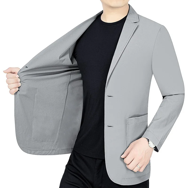 New Summer Male Thin Elastic Blazers Jackets Quality Men Breathable Sunscreen Blazers Coats Man Business Casual Suits Coats 4XL 1