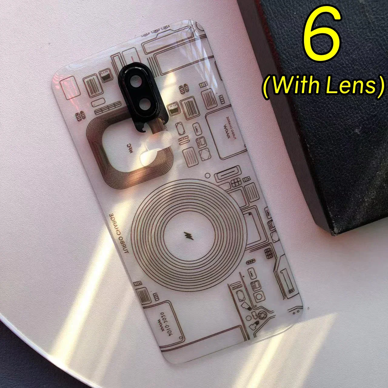 Sleek Transparent Glass Back Cover with Camera Lens and Adhesive Sticker