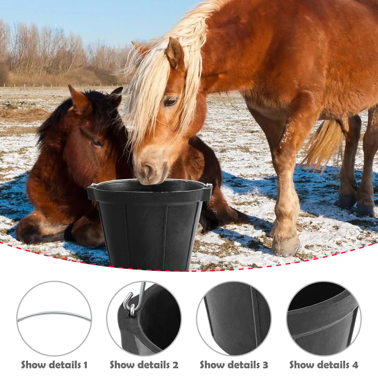Rubber Feeder Bucket 8L Versatile Utility Horse feed Pan Horse Feeder Horse feed Bucket for Animal Feeding Goats Pig Chicken