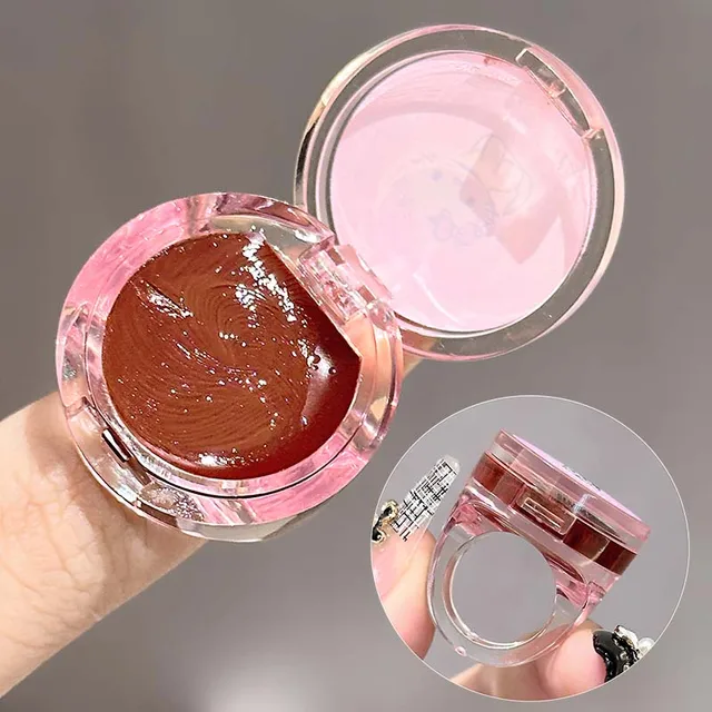 Lip Gloss Glitter con Anillo de Gato – Brillo de Labios Hidratante Rojo y Marrón