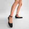 Women's Ballet Flats: Pointed Toe Low Wedge with Ankle Strap – Comfortable Dressy Shoes for Casual Parties, Business Work, and S 1