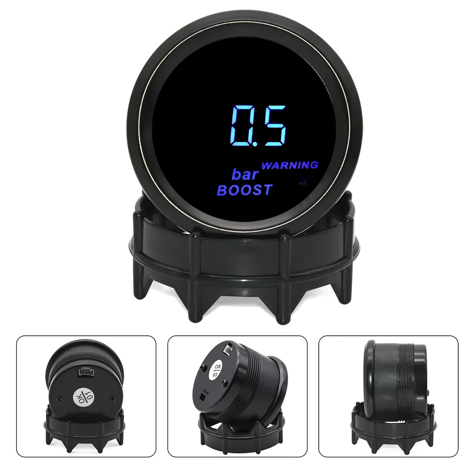 Kit 2 Calibri 52mm 7 Colori LED – Doppio Display Con 10 Tipi Di Misura: Boost, Temperatura, Pressione Olio, Volt, Carburante, EGT, Tachimetro E Altro