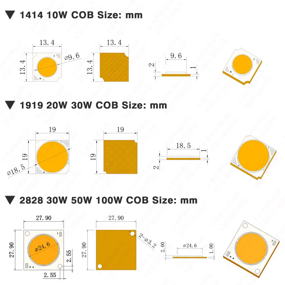 Grow Light 10W-100W Grow COB LED Chip Full Spectrum of Sun 380-840nm for Indoor Hydroponics