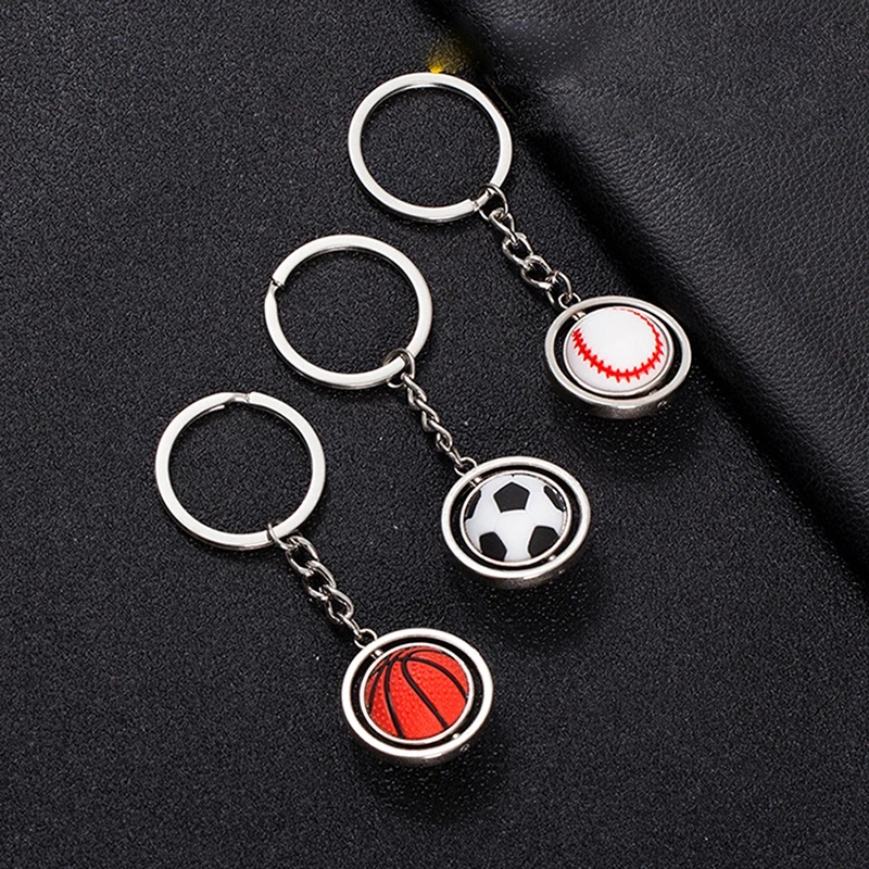 

Rotating Mini Ball Keychain Basketball Football Golf Rugby Baseball Sport Key Ring Pendant Car Bag Metal Ball Ornament Boys Gift