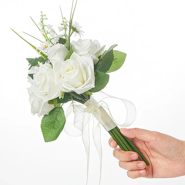 1pc Bride Bouquet White Rose Wedding Flower