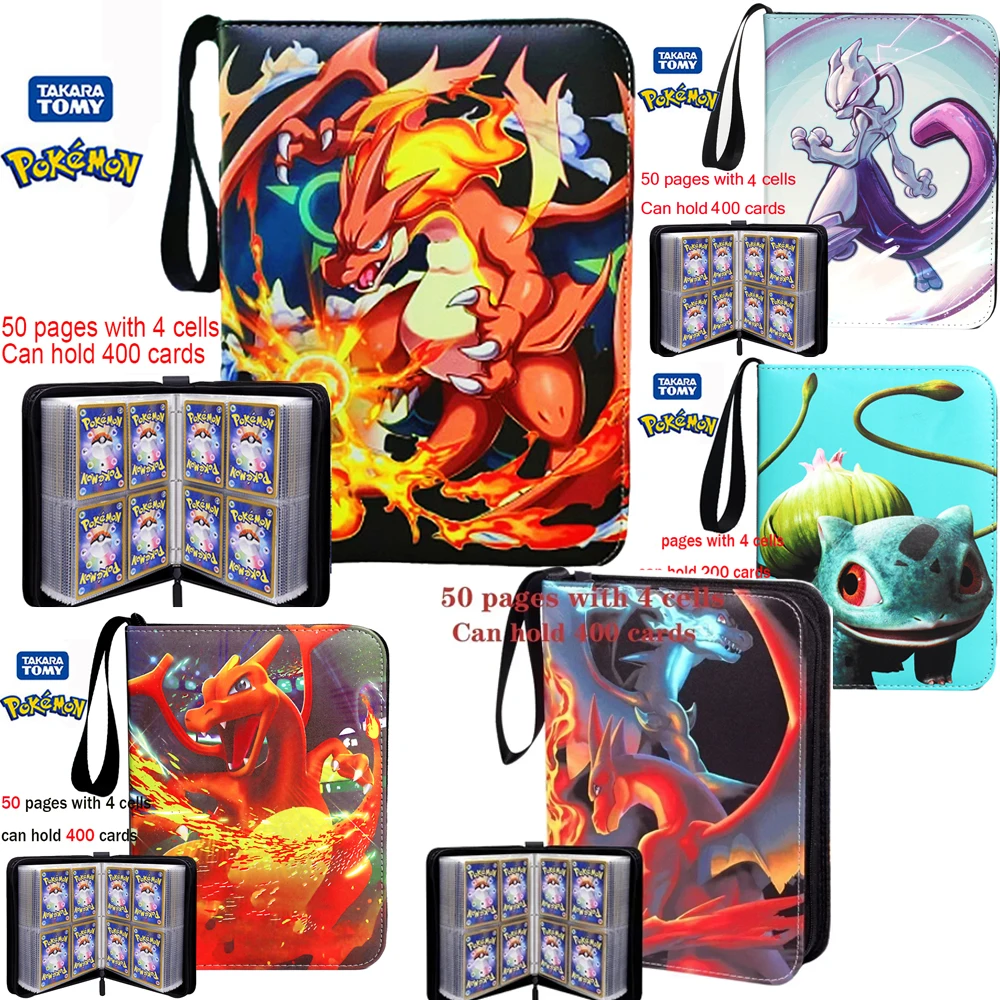 Pokemone Card Album PU Zipper Photo Album Collection Book Anime Figure Hobby File Kids Toy Gifts
