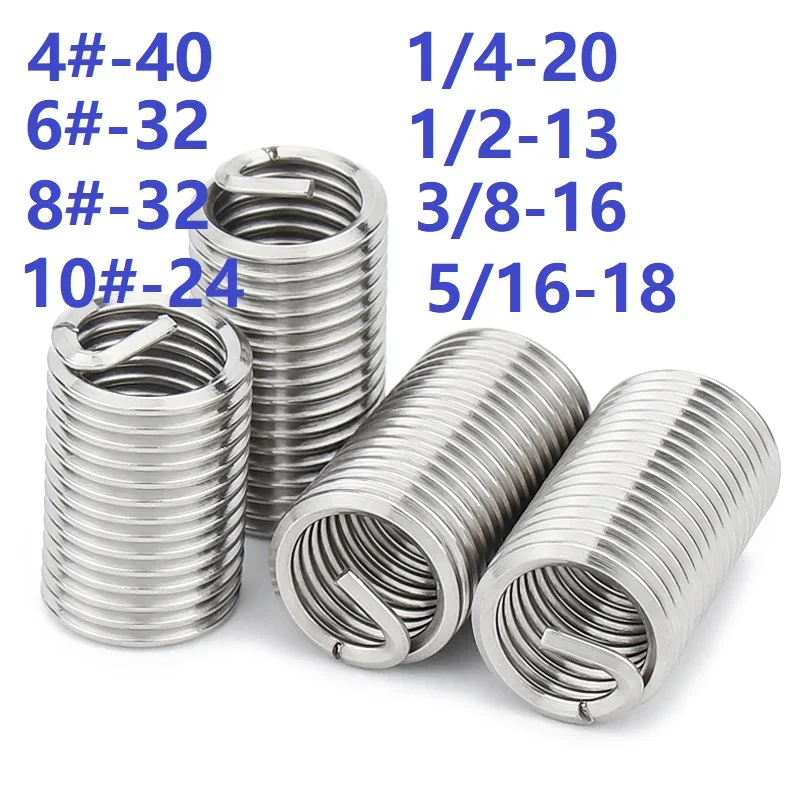 

British American Standard 304 Stainless Steel Helicoil Thread Repair Insert Coiled Wire Helical Screw Sleeve 3/8” 5/16” 1/4”