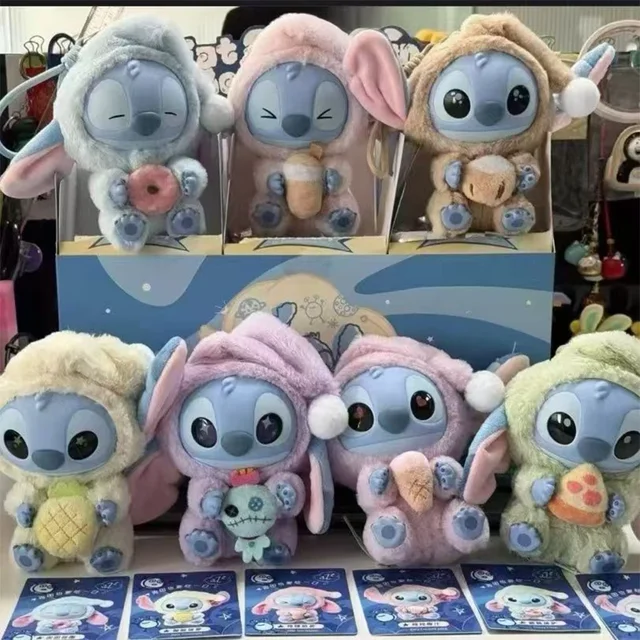 סדרת תיבת עיוורים חדשה של Stitch Eat Something Before Sleep בגודל 15CM עם תליון בובות מפוארות, קישוט חמוד לבובה, תיבת תעלומה, מתנה מפתיעה 1