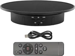 Motorized 360° Rotating Display Stand with Remote Control and USB Power (Black plush)