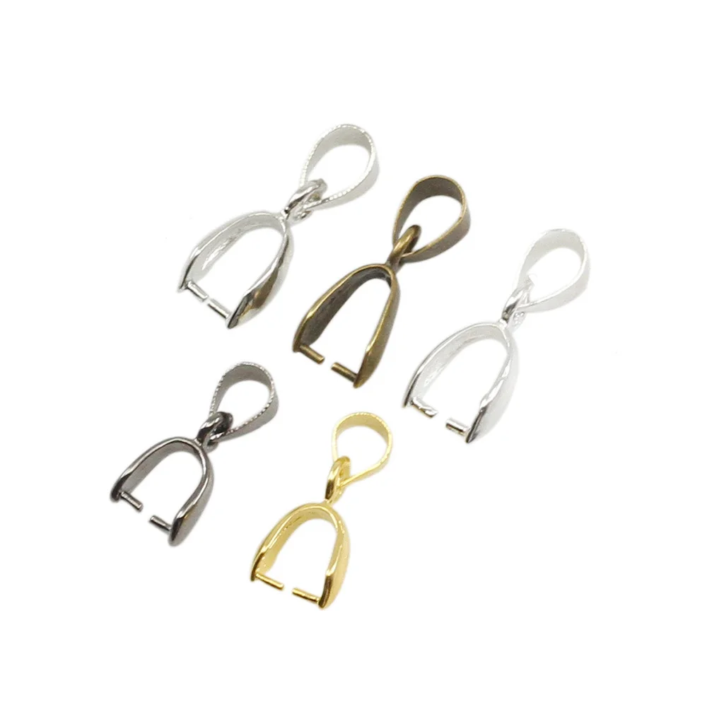 

50Pcs Handmade Clasps Hook DIY Jewelry Making Crafts Pinch Clip Bail Connector Charms Necklace Holder Findings