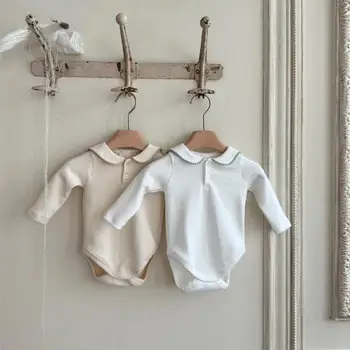 2025 Autumn New Baby Long Sleeve Lapel Bodysuit Newborn Infant Cotton Jumpsuit For Boy Girl Toddler Clothes 0-24M