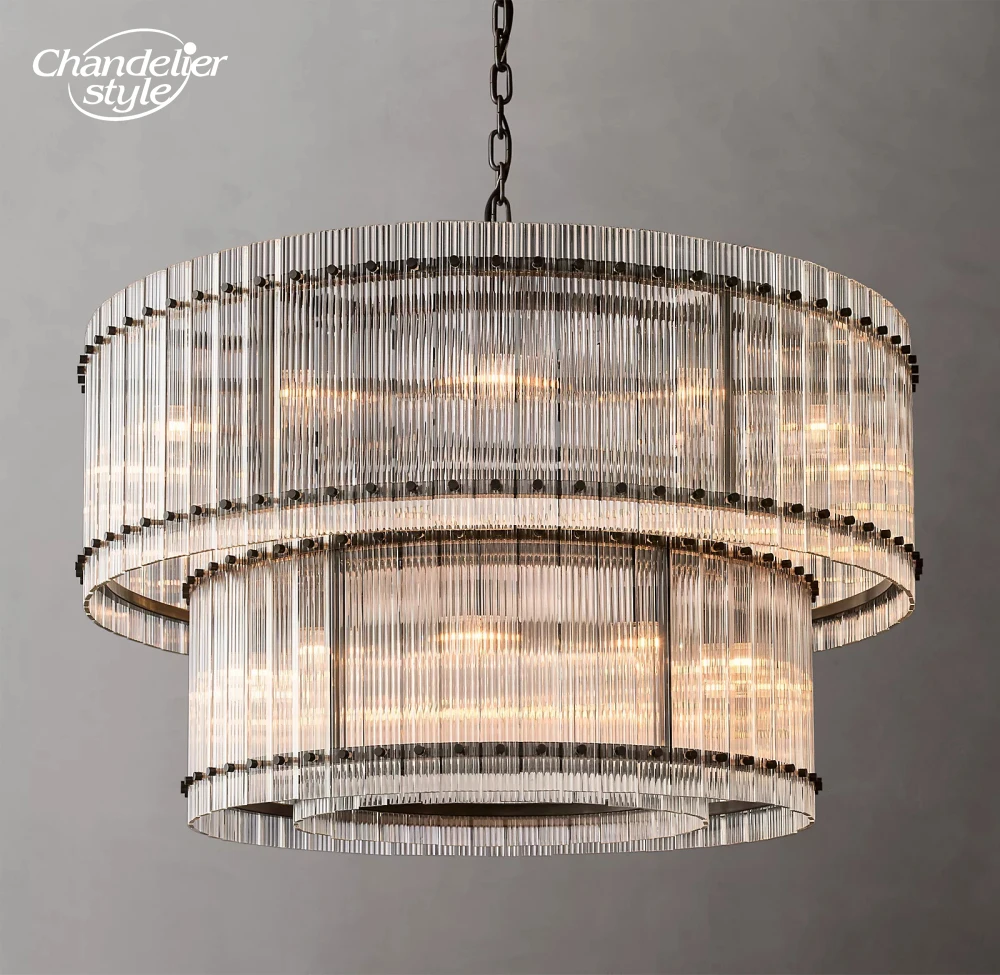 San Marco Two-Tier Round Chandeliers Modern Vintage LED Glass Brass Chrome Black Lamps Bedroom Living Room Kitchen Island Lights