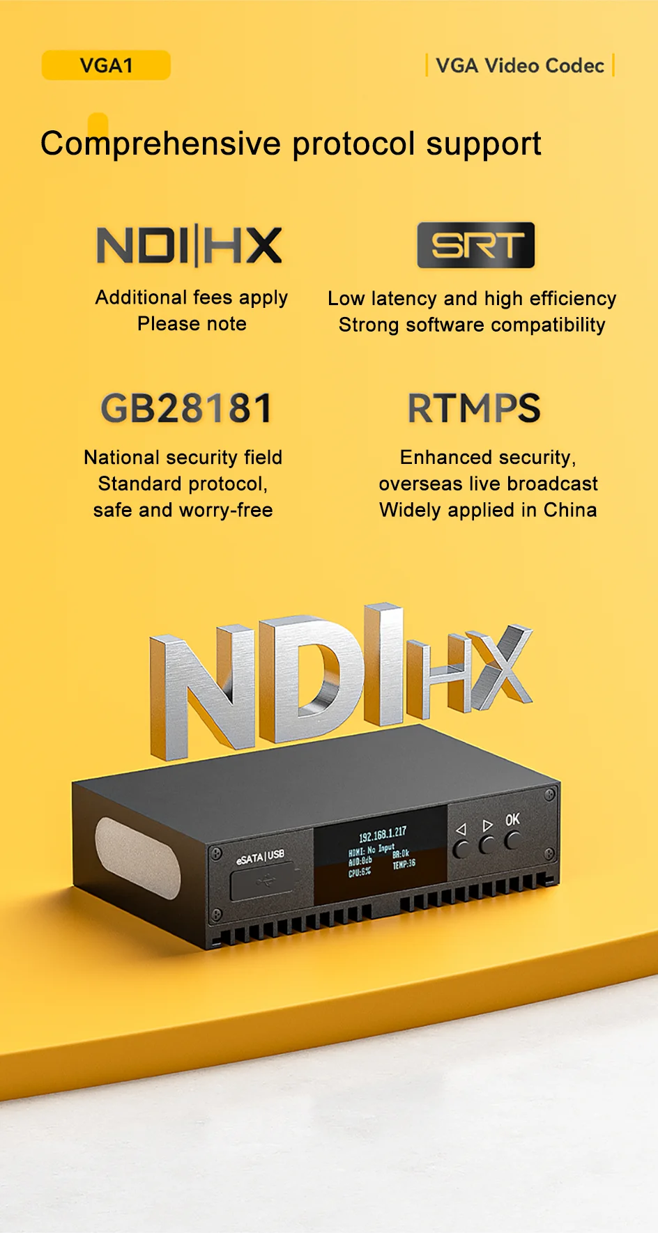 LinkPi 1-channel VGA Capture Decoder VGA1 HD Encoder H265 Multi-platform Live Bo