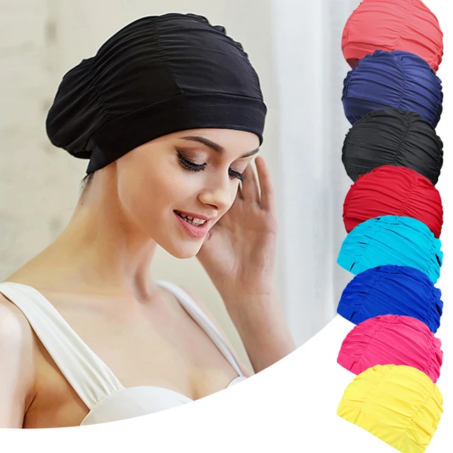 Bonnet de bain Fleurs Imprimé Cheveux Longs Sports Piscine Bain Chapeau  Élastique Nylon Turban Sports Accessoire