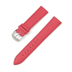 Vibrant Universal Leather Watch Strap - Cowhide Replacement Band - 20mm (Red)