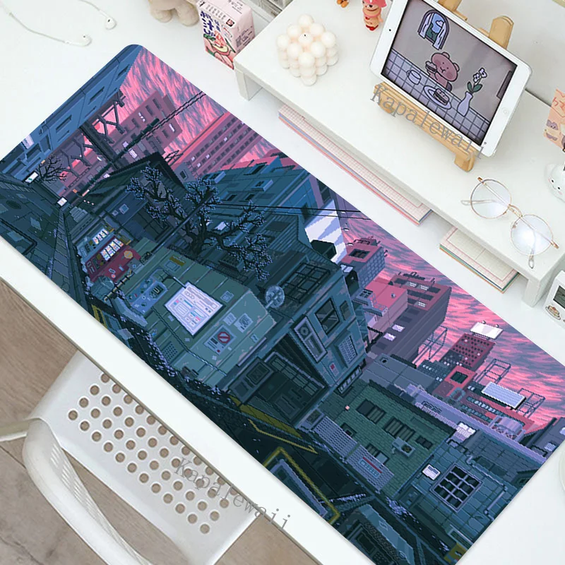 Large Gaming Mousepad Pixel Sence Cute Mouse Pad Compute Mouse Mat Gamer Street Art Desk Mat For PC Keyboard XXL Table Carpet