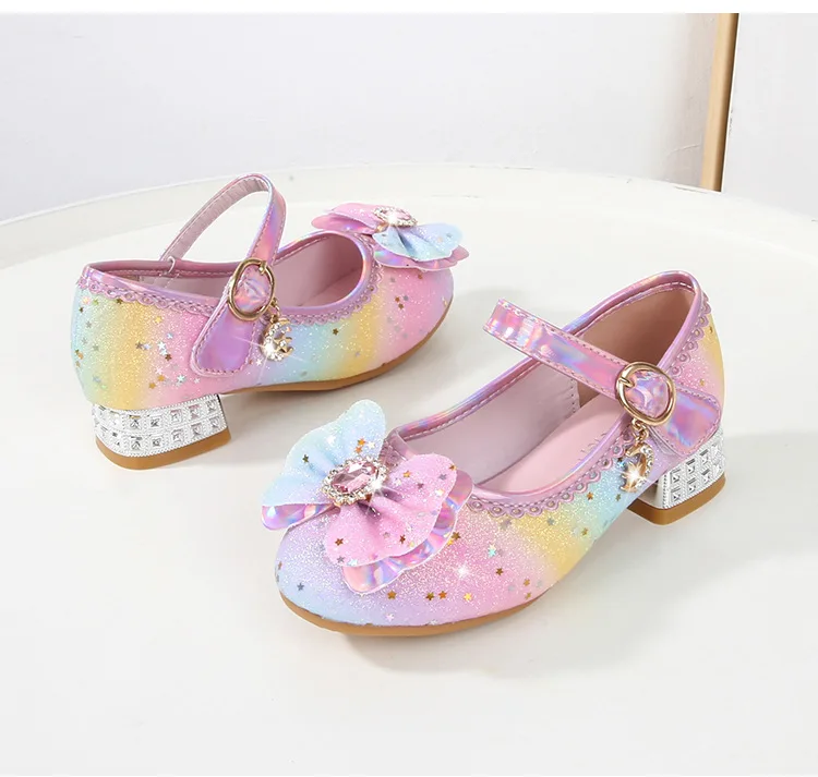 Zapatillas Princesa Con Brillos Para Niñas Tacón Bajo Y Comodas Talla 38