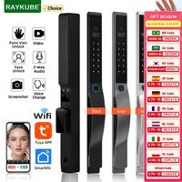 RAYKUBE DQ10 Tuya WiFi ปาล์ม Vein กันน้ําสมาร์ทล็อค 3D Face Recognition ลายนิ้วมือดิจิตอลล็อค APP Video Call ปลดล็อค 1