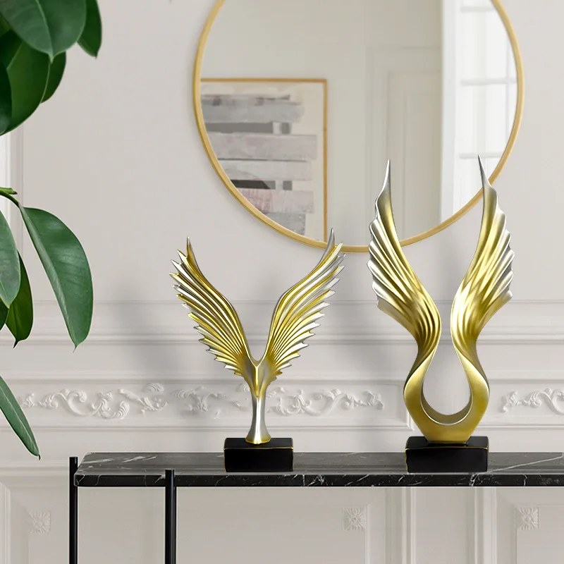 

Golden Trophy Angel Wings Sculptures Figurines Eagle Wings Christmas Ornaments Decoration Salon Maison Luxe New year's Decor