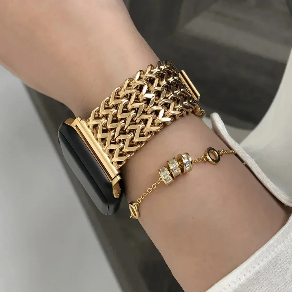 Elegant Braided Stainless Steel Watch Bracelet - Luxury Metal Band