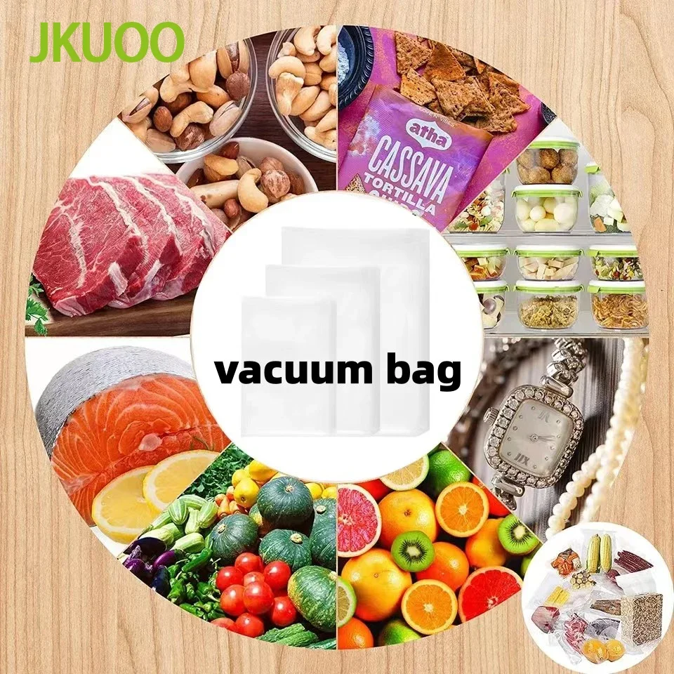 JKUOO Vacuum Sealer Bags Rolls for Food - Freezer Roll Bags - Food Saver Compatible with Vacuum Sealer Machines 5