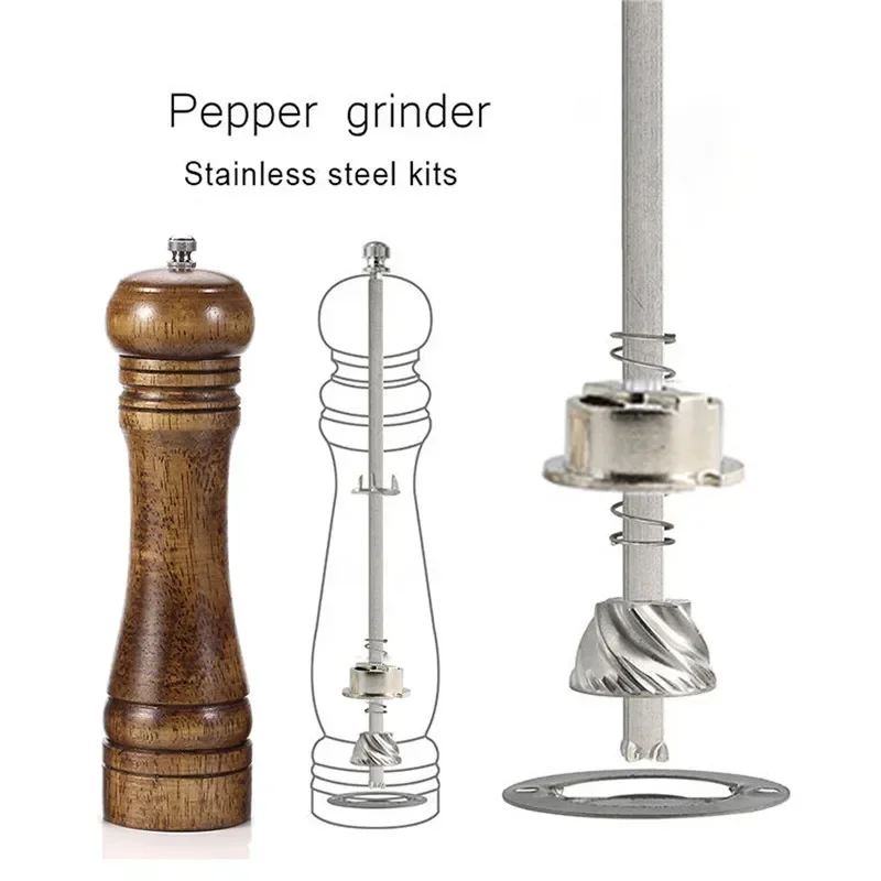 6 8 10 inch Grinder Pepper Mill Parts Accessories Manual Salt Mill Zinc Alloy Core With Iron Pole Kits Stainless Steel Core 1pc