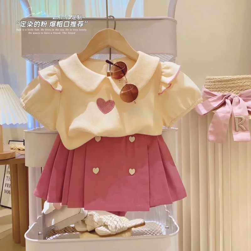 

Детская одежда летние костюмы для девочек модный стильный детский топ кюлоты однотонный популярный в Интернете костюм из двух предметов