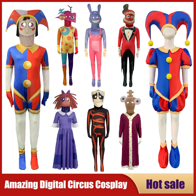 

The Amazing Digital Circus Cosplay Costume Anime Cartoon Clown Pomni Ragatha Jax Caine Jumpsuit For Kids Adults Party Bodysuits