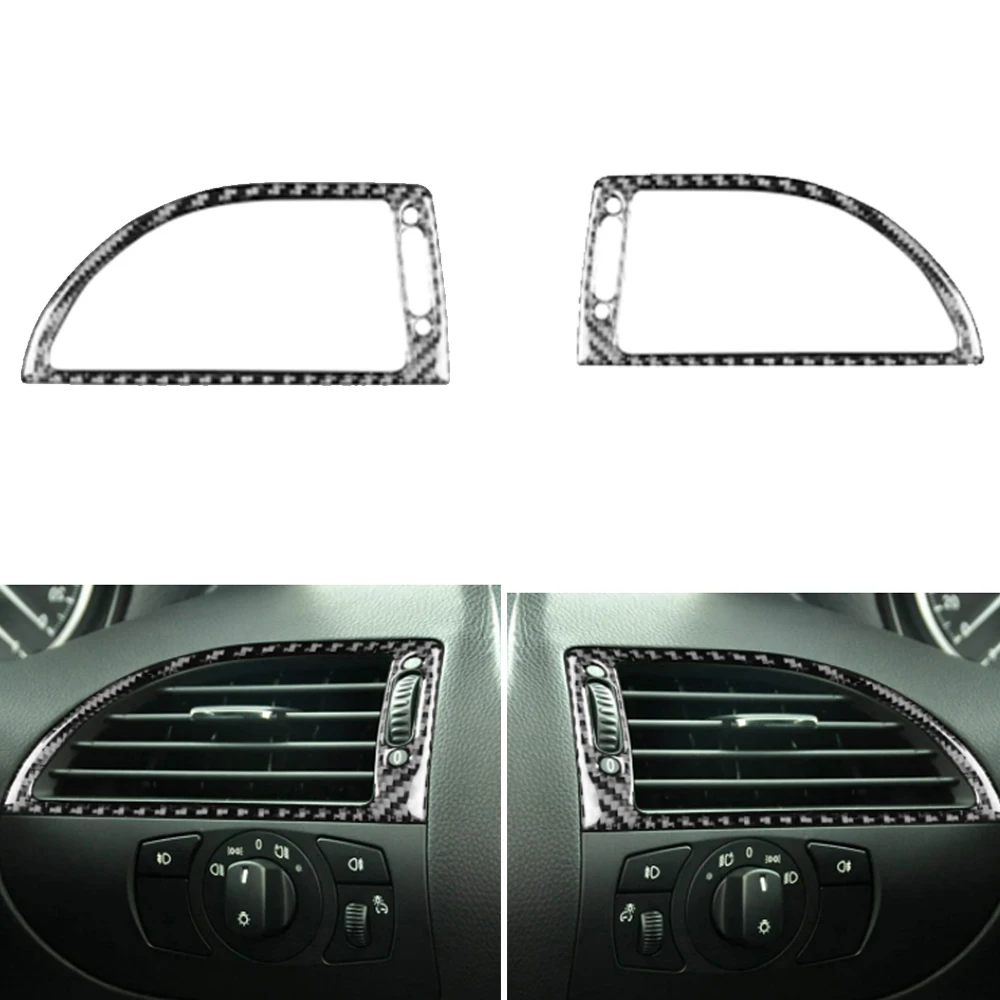 

Черные наклейки из углеродного волокна для BMW 6 серий E63 E64 2004-2010, двусторонняя рамка для вентиляционного отверстия, отделка салона автомобиля, аксессуары