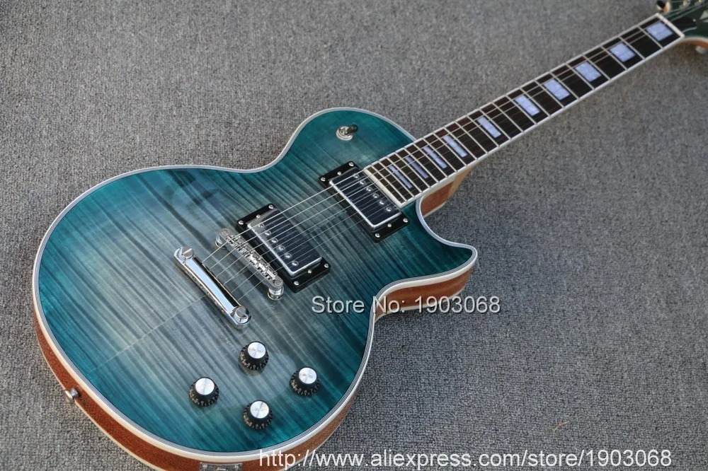 2022 line up custom blue tiger flame top electric guitar High quality mahogany body Chrome hardware free shipping | Спорт и
