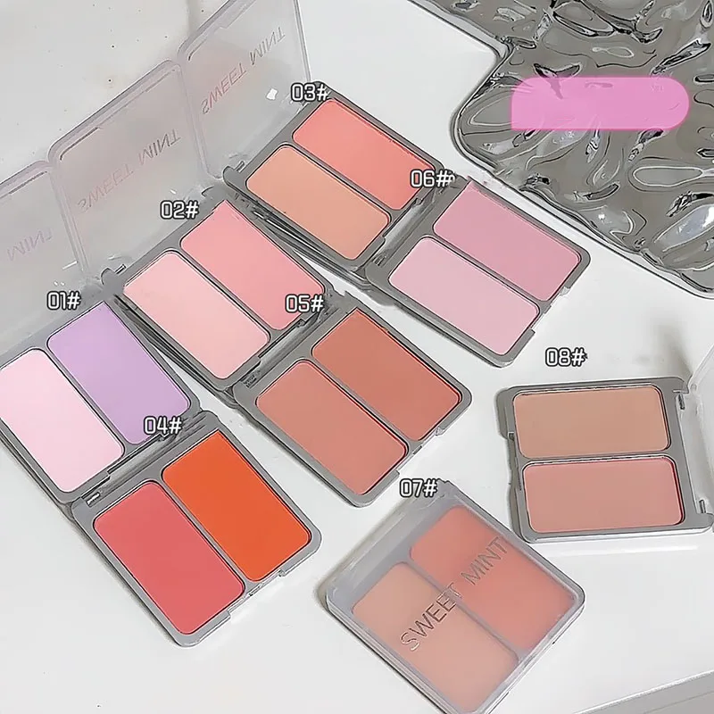 Two-tone Blush Powder Palette Natural Matte Brighten Skin Blusher Milk Peach Pink Purple Apricot Rubor Rouge Korean Dupes Makeup 6