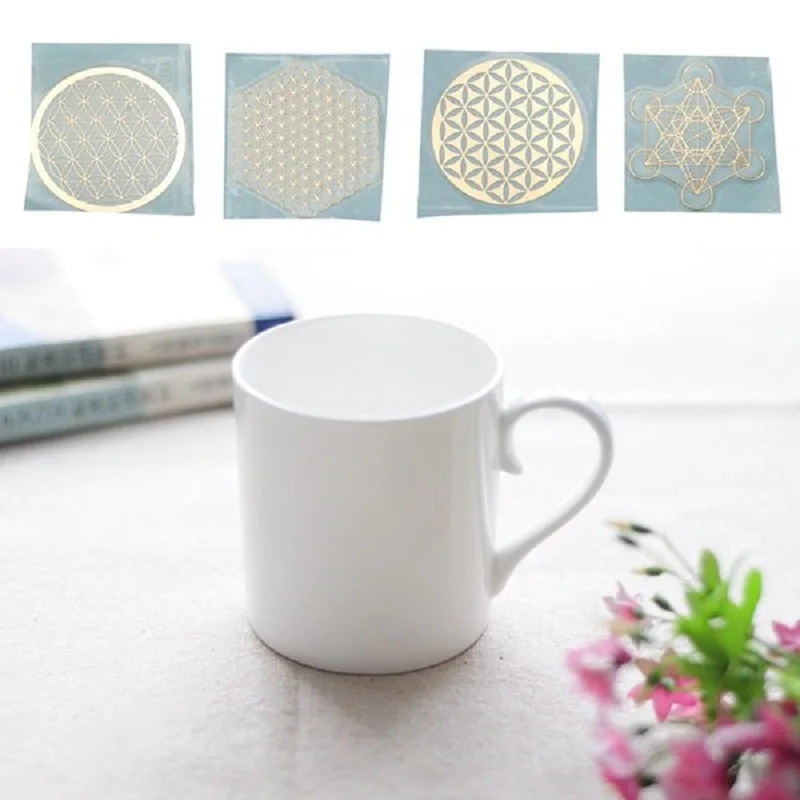 4Pcs/Set New Metal Energy Decor Sticker Flower Of Life Phone stickers