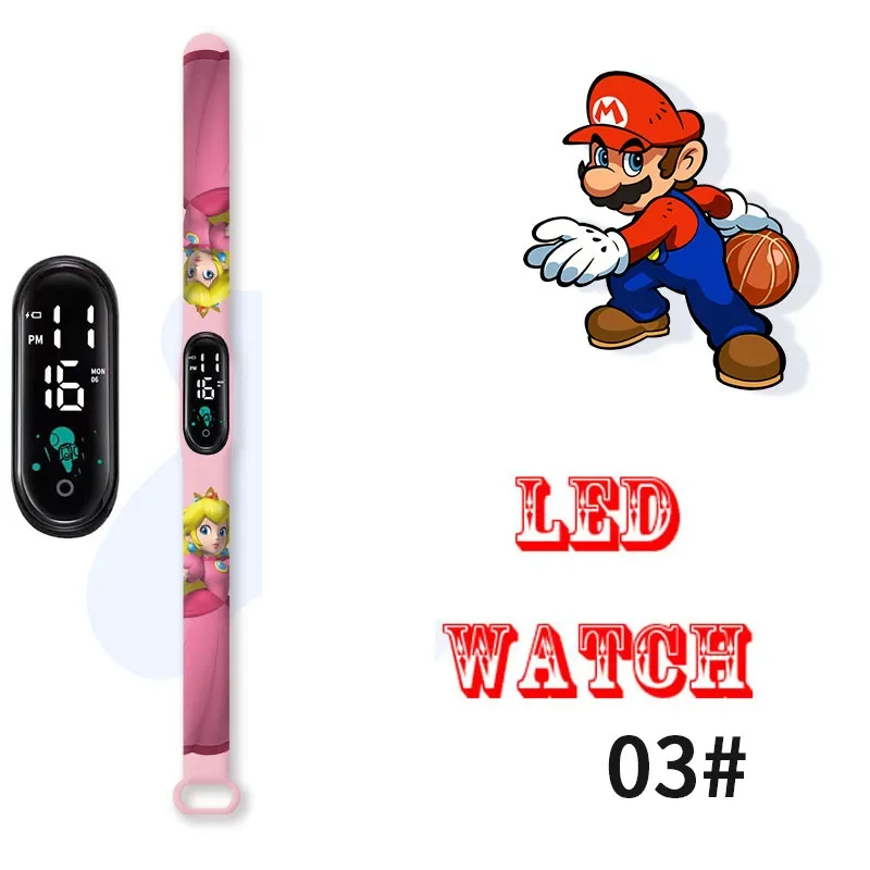 thumbnail image 1 of Reloj infantil con diseño de personaje de juego Super Mario Luigi, correa de silicona, LED táctil, resistente al agua, relojes de moda para exteriores para niños, 1 of 5
