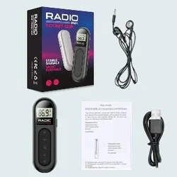 Rechargeable Portable Pocket Digital FM Radio (Black)
