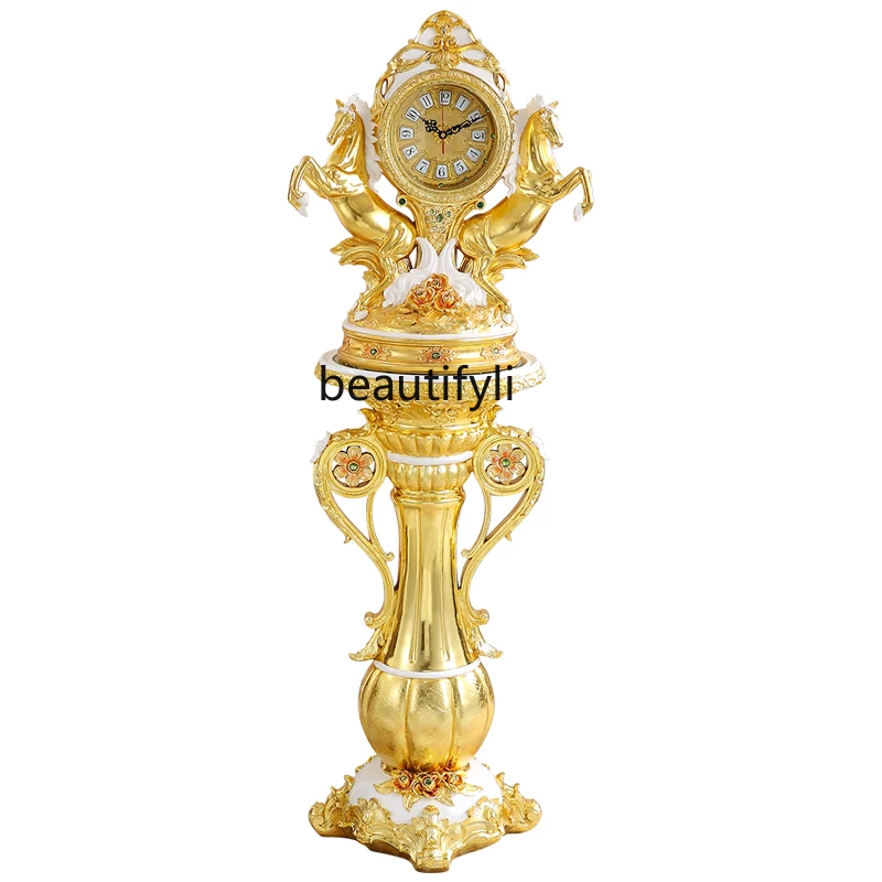 

European-Style the Grandfather Clock Vertical Living Room Clock Decoration American Style Luxury Clock Large Pendulum Clock