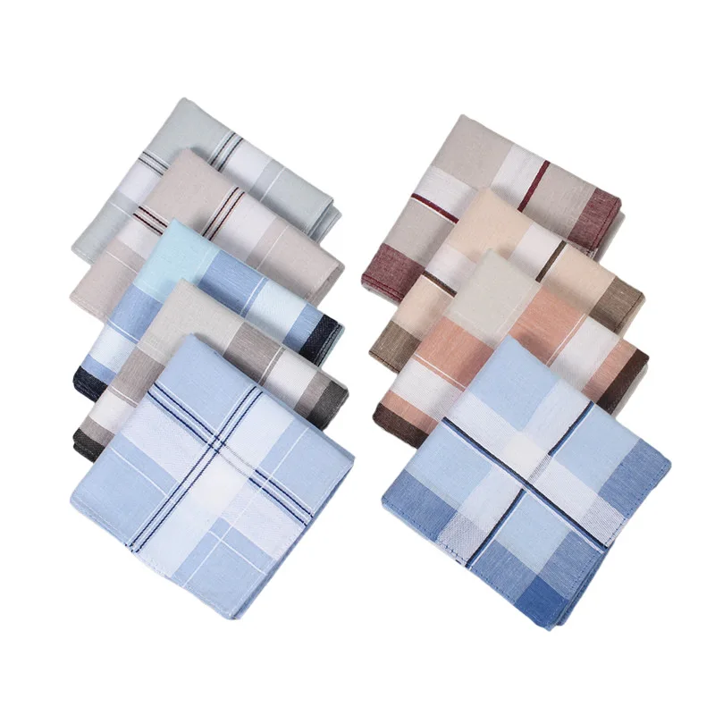 

Handkerchiefs Cotton for Woman Mens Plaid Square Vintage Pocket Sweat-absorbent handkerchif Practicality 3pcs 40cm Multicolor