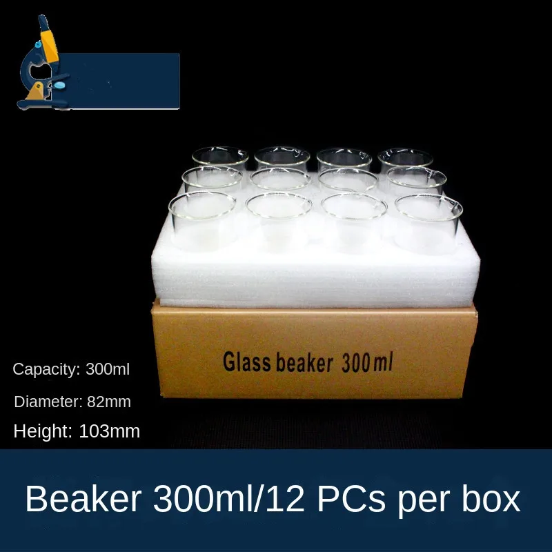 Glass Beaker Box with Scale 50 100 250 500 1000ml Heating Transparent Household Drinking Water Chemical Experiment Consumables