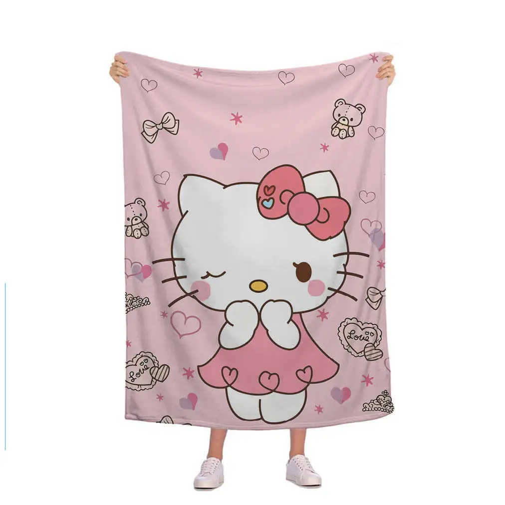 Sanrio Hello Kitty Plush Blanket Cinnamoroll Melody Kuromi Warm Flannel Blanket Plush Toys Christmas Gift Festival Gift Anime