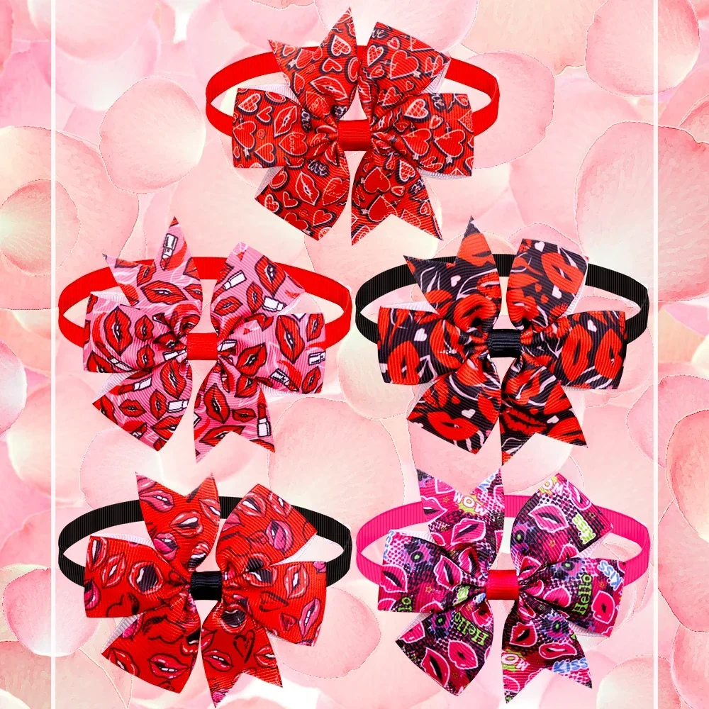 

Collar Dogs Gril Tie Cat Small Necktie 50pcs Supplies Love Valentine's Bowtie Bowties Pet Dog Bow Accessories Day Pink