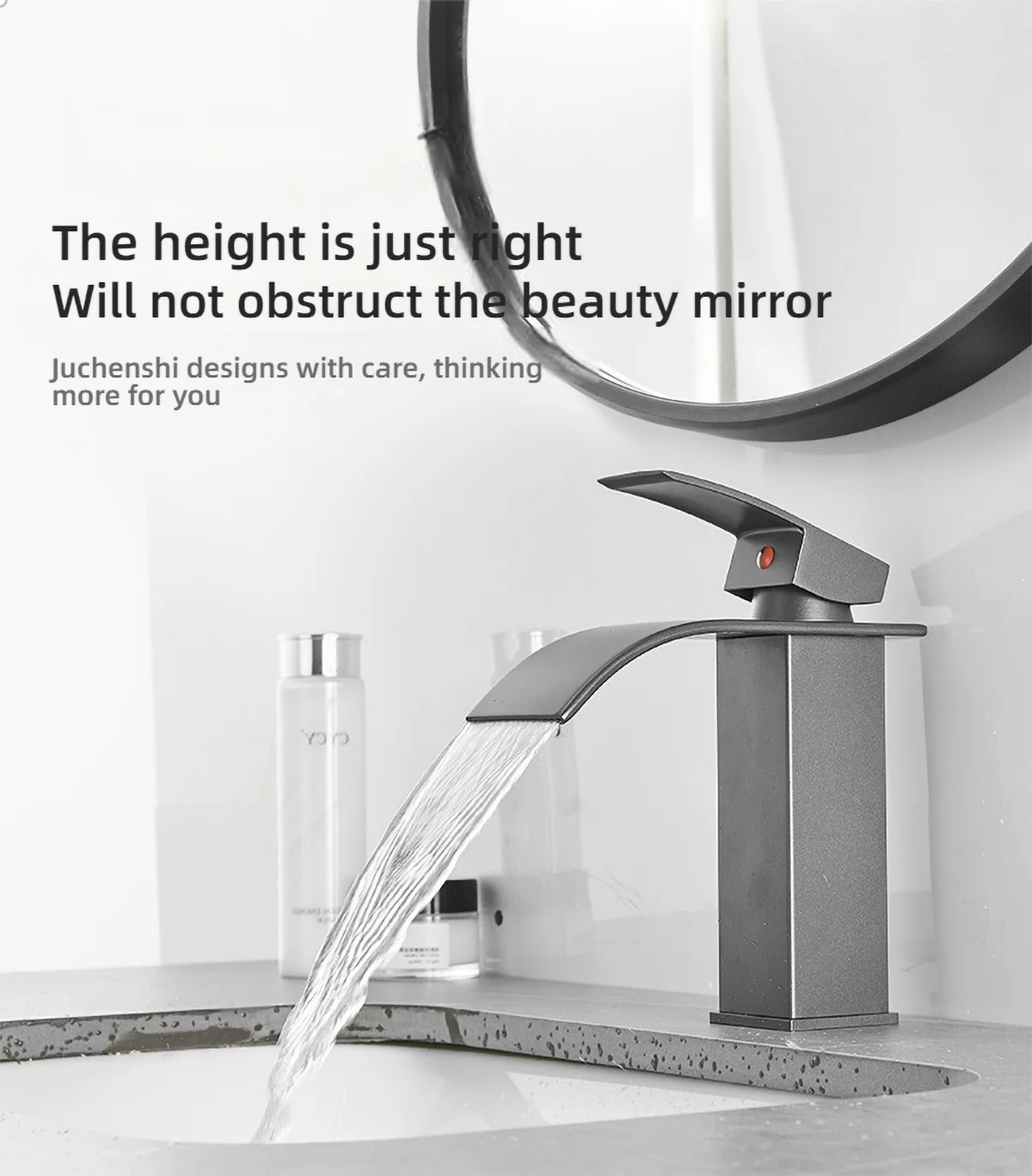 Brass/Stainless Steel Bathroom Mixer Tap - Hot/Cold Water Flat Spout Faucet for Basin Bathtub, Electroplated Anti-Corrosion