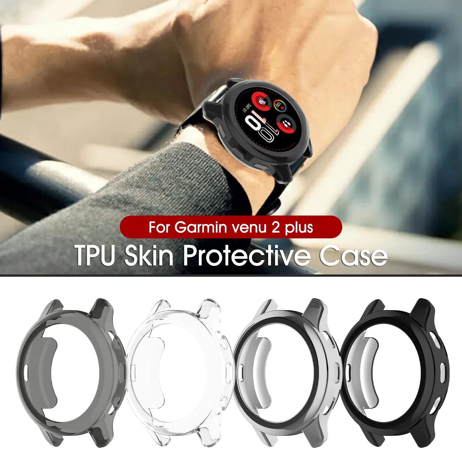 Soft TPU Protective Case For Garmin Venu 2 Plus Watch Full Screen  Protection Cover For Garmin Venu 2 Plus Bumper Frame Shell - AliExpress