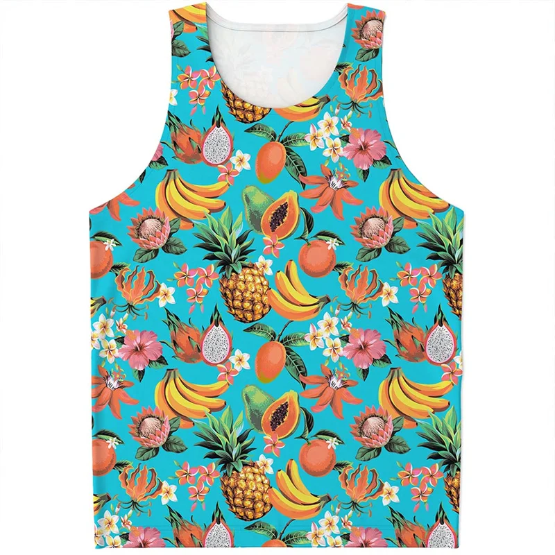 

Aloha Tropical Fruits 3D Printed Tank Top Summer Quick Dry Sports Running Tee Shirts Men Tops Street Vest Sleeveless T-Shirt
