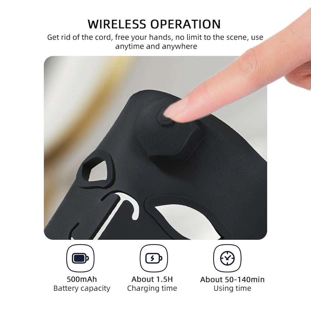 7 Colors Silicone Face Mask 3D Facial Beauty Mask 180 Lamp Beads Photon Skin Care Repair Skin Brightening Whitening Wireless Use