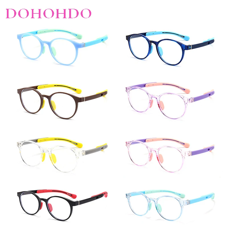 Anti Blue Light Glasses Without Graduation For Kids Girl TR90 Round Optical Medical Glasses Frames Children Computer Eyeglasses