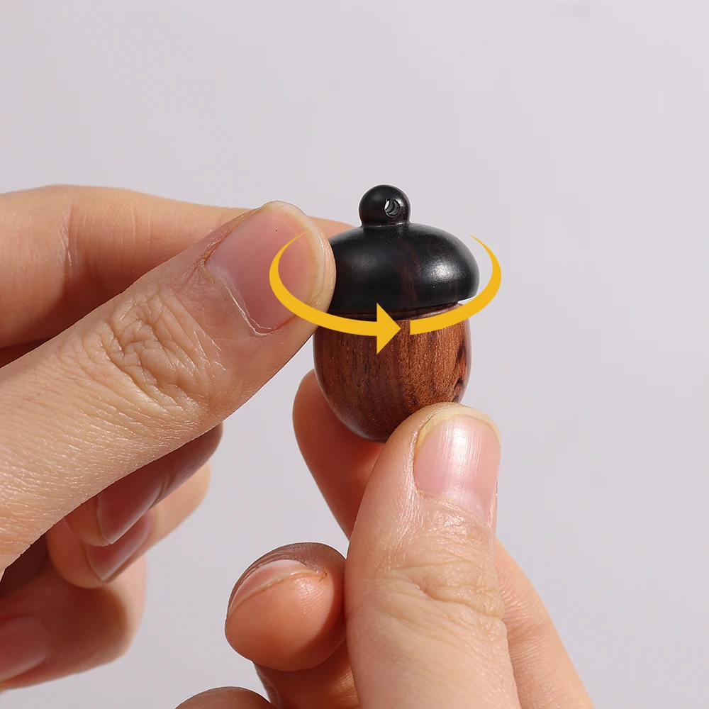 5/1Pcs Mini Wood Acorn Pendant Box Portable Rescue Pill Case Tablets Organizer Multi-purpose Storage Container DIY Acorn Pendant 4