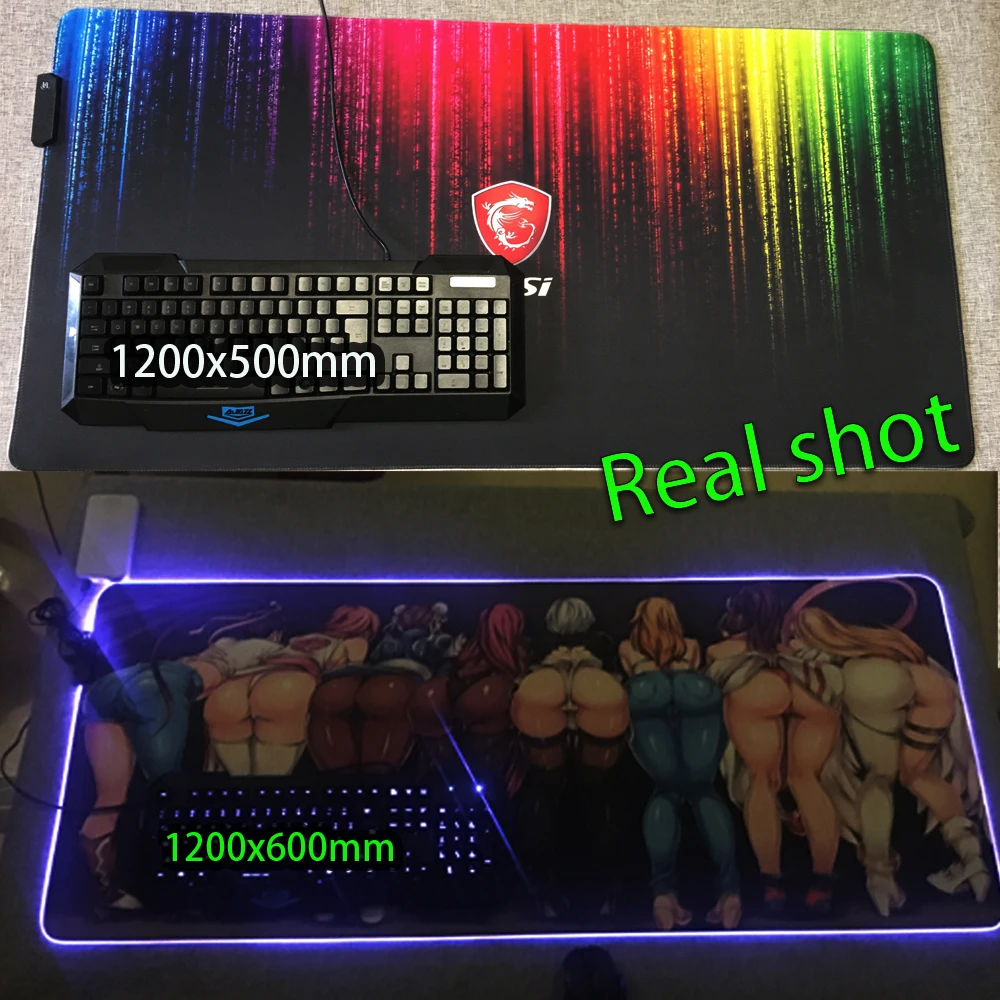 Huge Gaming Mouse Mat Custom Mouse Pad Rgb Slipmat Backlit Mat 1200x600 Mausepad Anime Led Light 100x50 Gamer Carpet Deskmat XXL