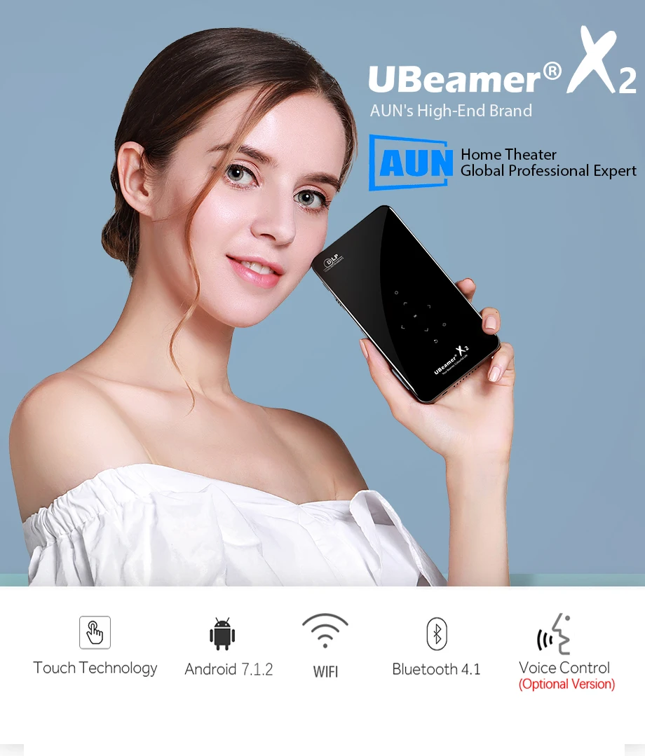 yaber projector AUN X2 MINI Projector Android 9 Beamer 4K Video Projector Decode Home Theater DLP Projector for Home Cinema Phone hd projector